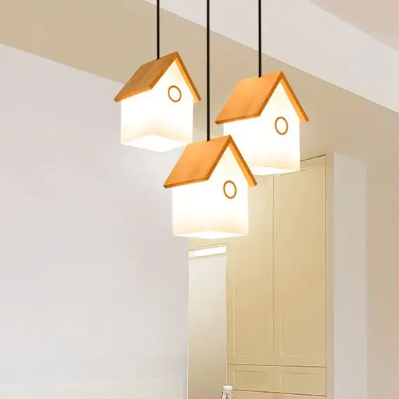 zout Concreet lijn Dining-room Droplight Children Room Lamp Acts The Role Of Wood Art Creative  Personality Home Sweet Art Nordic Lamp E14 - Pendant Lights - AliExpress