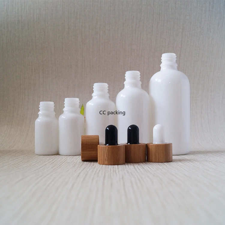 CBD переработанное бамбуковое масло для бороды 15 мл 30 мл 50 мл 100 мл белый фарфор эфирное масло стеклянная бутылка-капельница с Золотая крышка с капельницей
