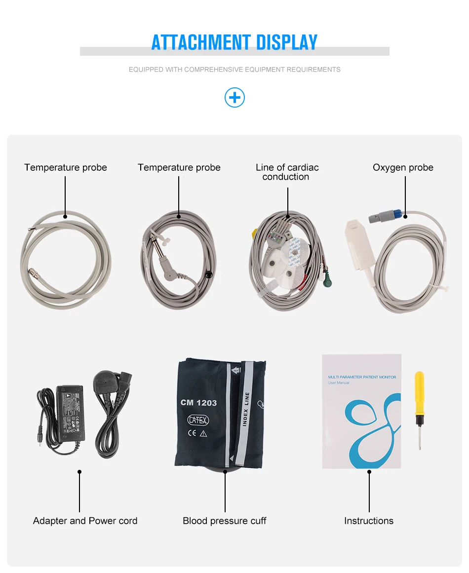 Медицинское оборудование 7 дюймов 6 параметров монитор пациента NIBP, Spo2, PR, ECG, RESP, TEMP мульти-параметры монитор пациента