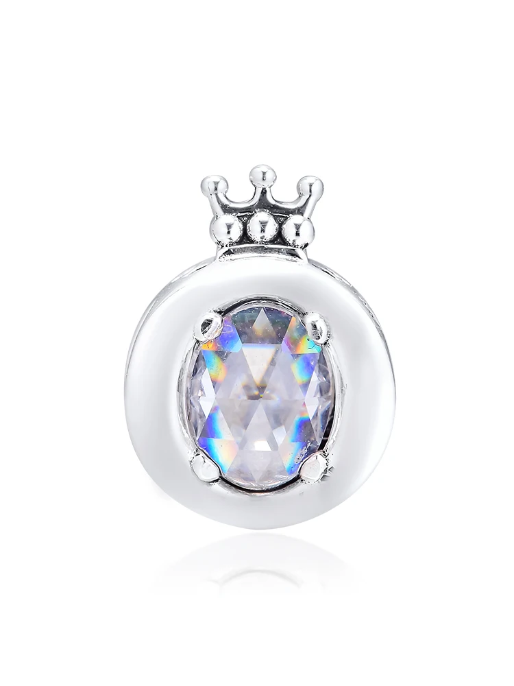 DIY Подходит для Pandora шармы браслеты синяя сверкающая Корона O бусины стерлингового серебра 925-ювелирные изделия