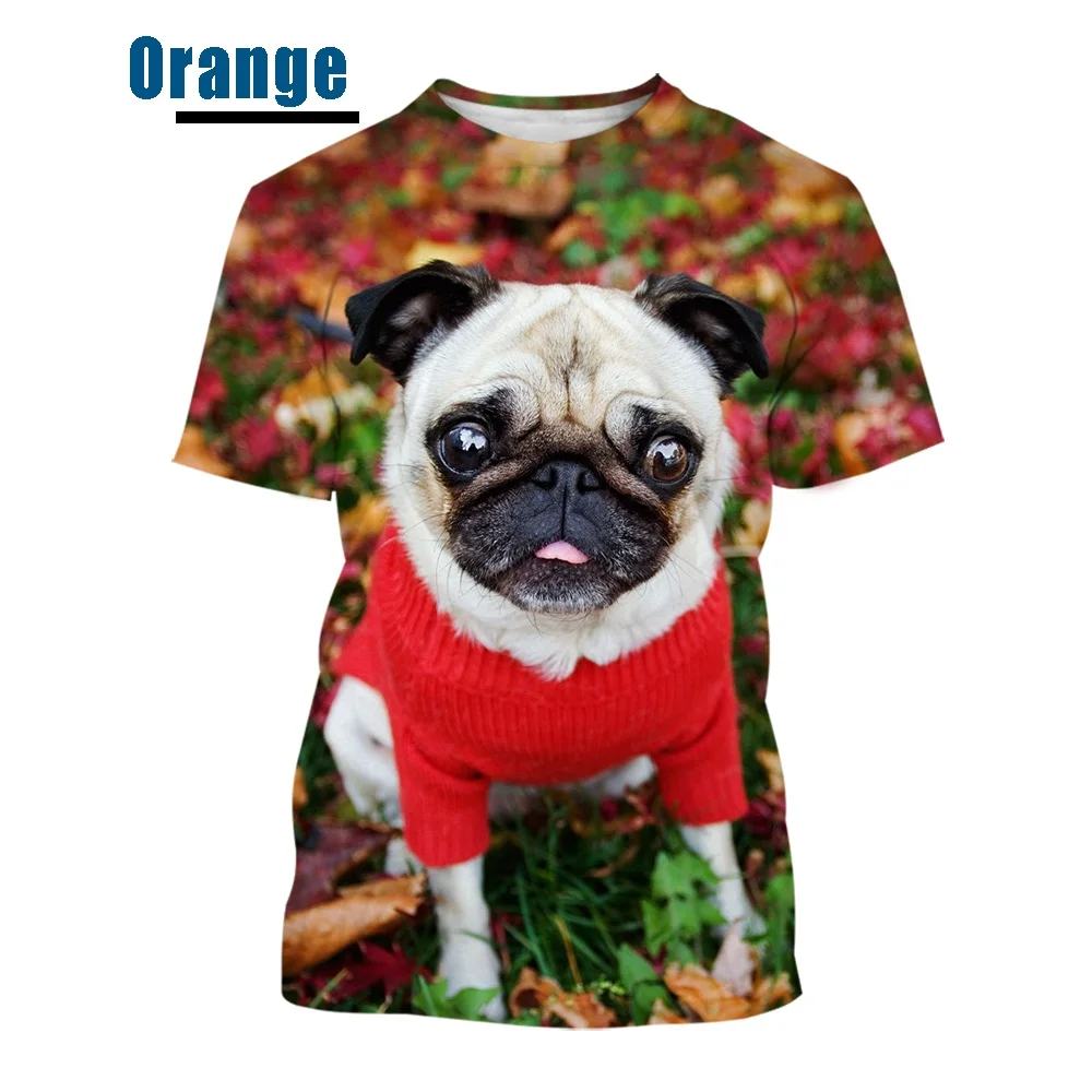 3D Printed T-Shirts Summer with Funny Pug Dog in Sunglasses Eating Watermelon Short Sleeve Tops Tees