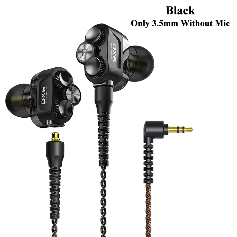 Black Without MIC Plextone DX6 спортивные наушники с микрофоном ушной крючок три единицы 3,5 мм наушники-вкладыши наушники HiFi стерео нч, проводная гарнитура кабель MMCX наушники для телефона Xiaomi - Цвет: Black Without MIC