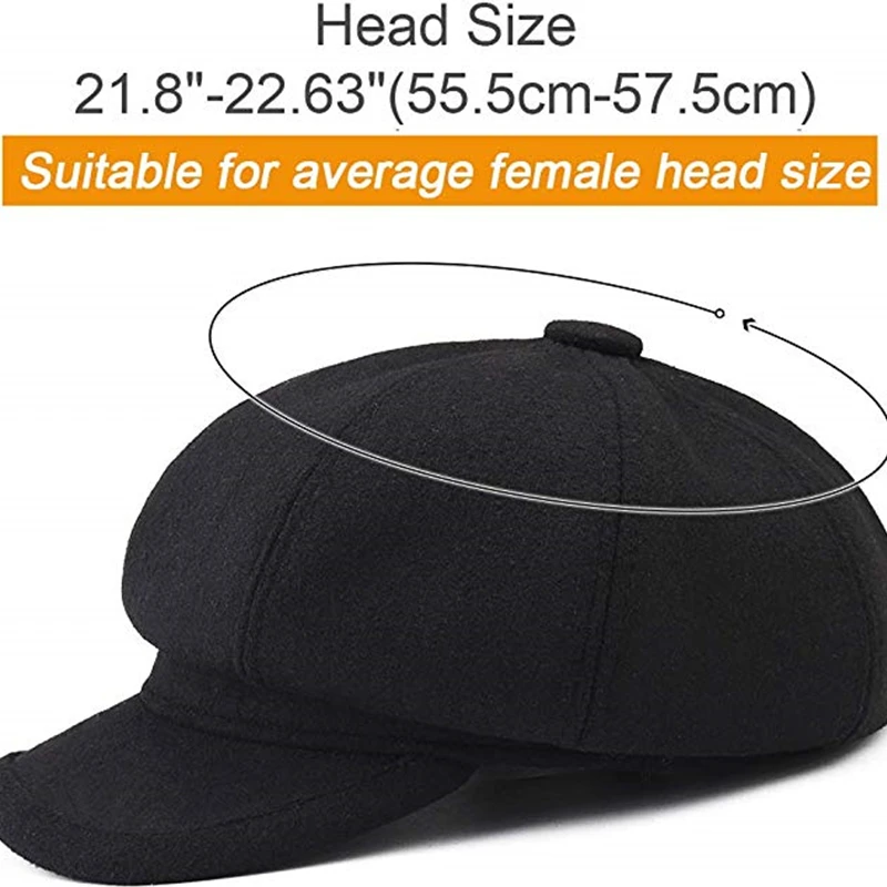 FURTALK шерсть Восьмиугольные шляпы женские зимние газетные кепки для девочек черный серый берет шляпа для женщин