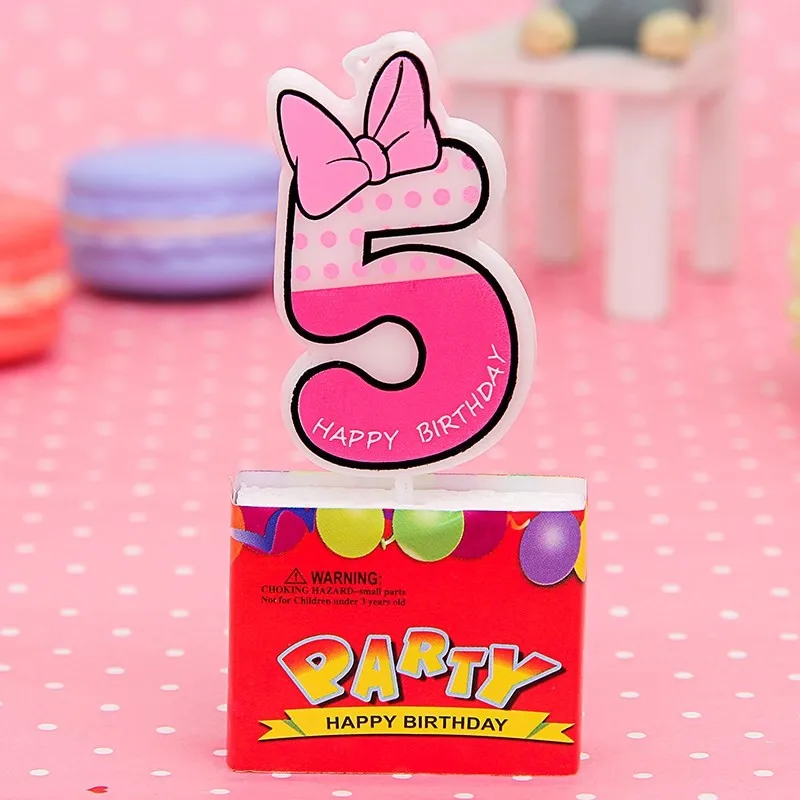Pink5 Ярко-розовый синий Микки и Минни Маус свечи для детей подарок на день рождения украшения, товары для вечеринки на возраст от 0 до 9 номер свечи для торта кекс фигурки жениха и невесты; флаги - Цвет: Pink5