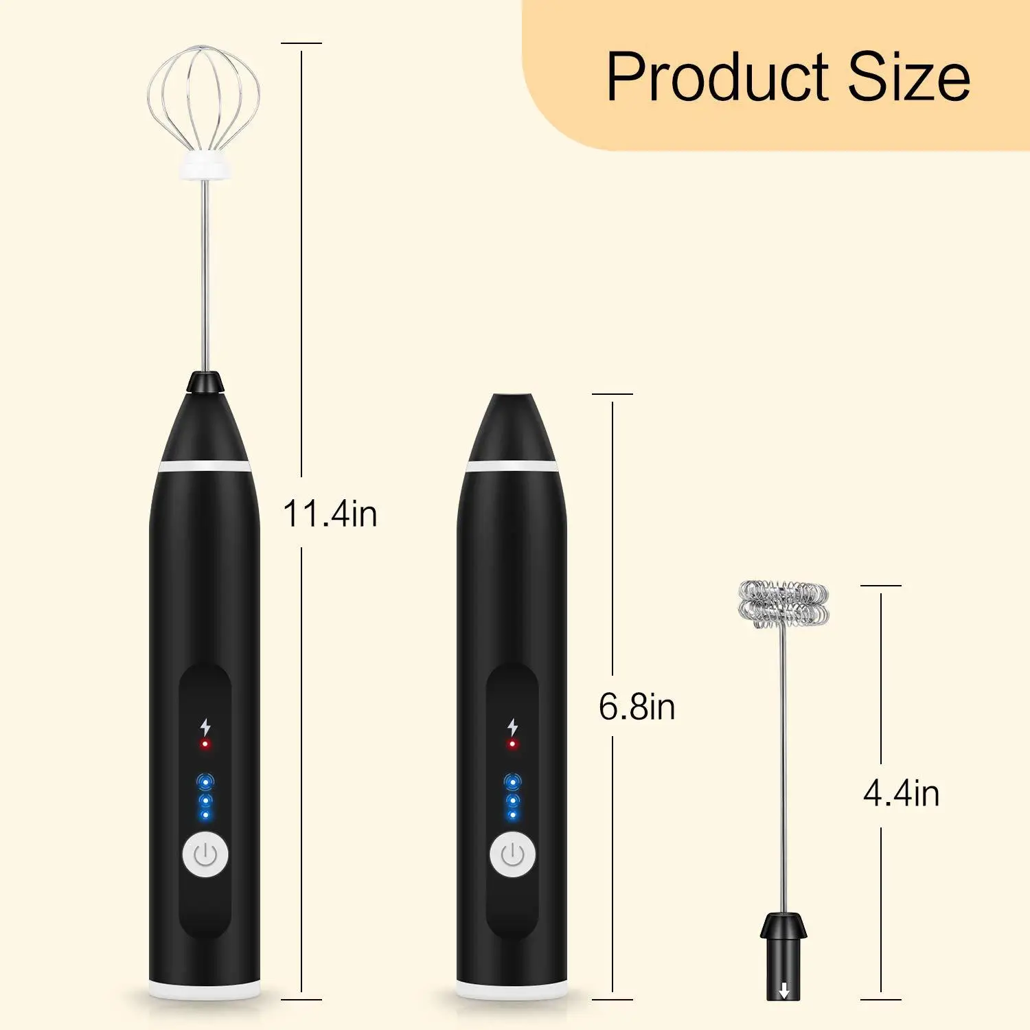

USB Electric Coffee Milk Frother Foam Maker Egg Beater Whisk Mixer 3 Modes Handle Cooking Tools For Home