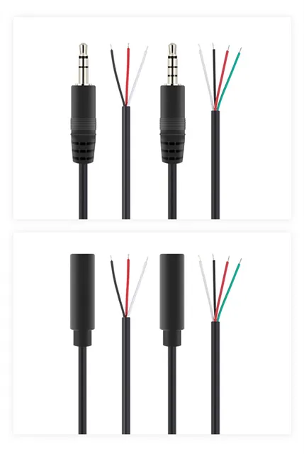 Aux Headphone Speaker Wire AUX DIY CABLE 3POLE/4POLE 1/8 JACK TO