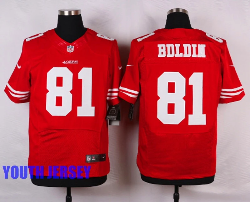 Красный Stitiched, San Francisco s, Carlos Hyde, Hayne NaVorro Bowman Eric Reid Anquan Boldin, Монтана Патрик Willisfor youth, детский трикотаж - Цвет: Красный