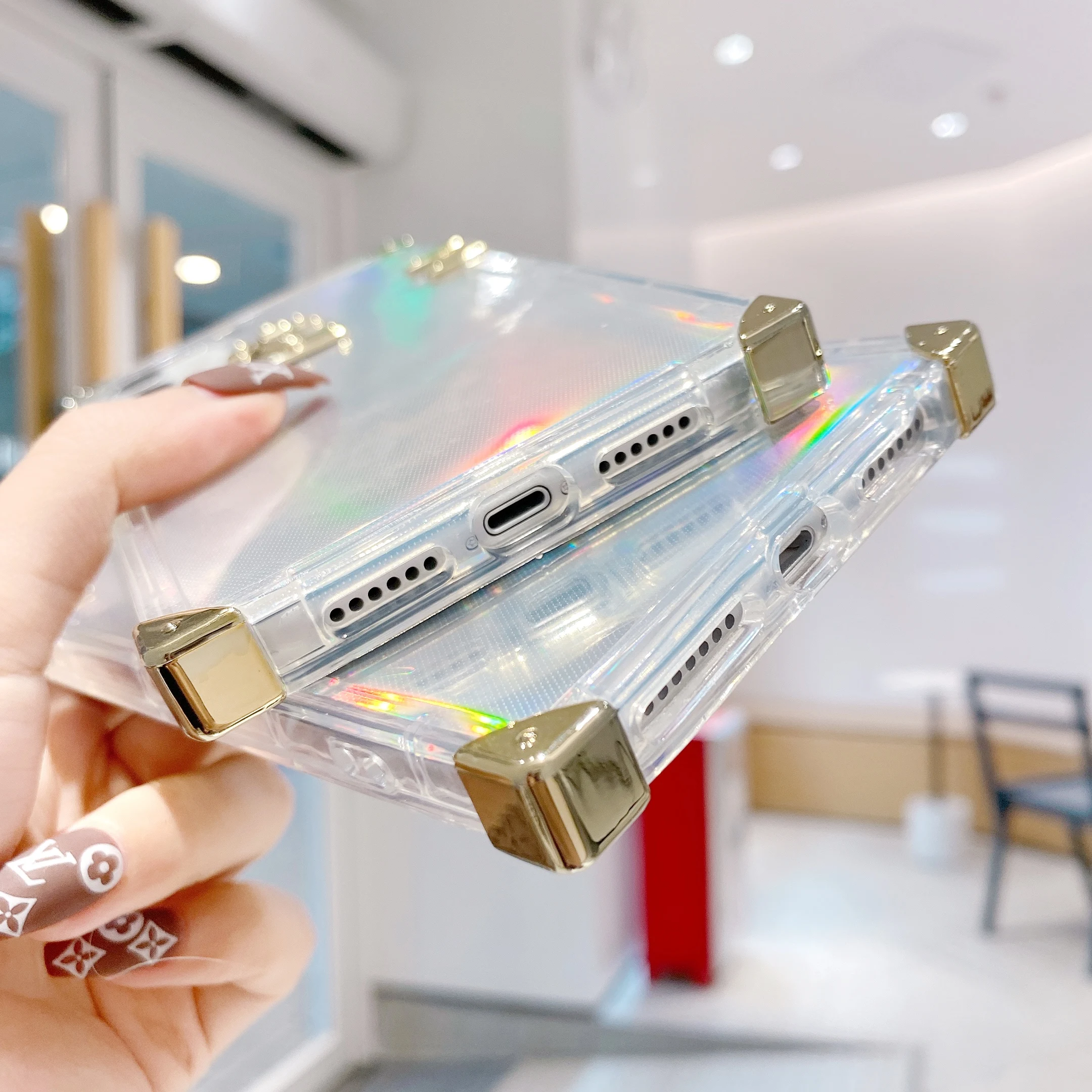 Luxury Laser Rainbow Square Case for iPhone 11 Pro Max XR XS 7 8 Plus X 6 6s Plus Silicone Bling Stripes Phone Cover SE 2020 TPU Luxury Laser Rainbow Square Case for iPhone 11 Pro Max XR XS 7 8 Plus X 6 6s Plus Silicone Bling Stripes Phone Cover SE 2020 TPU