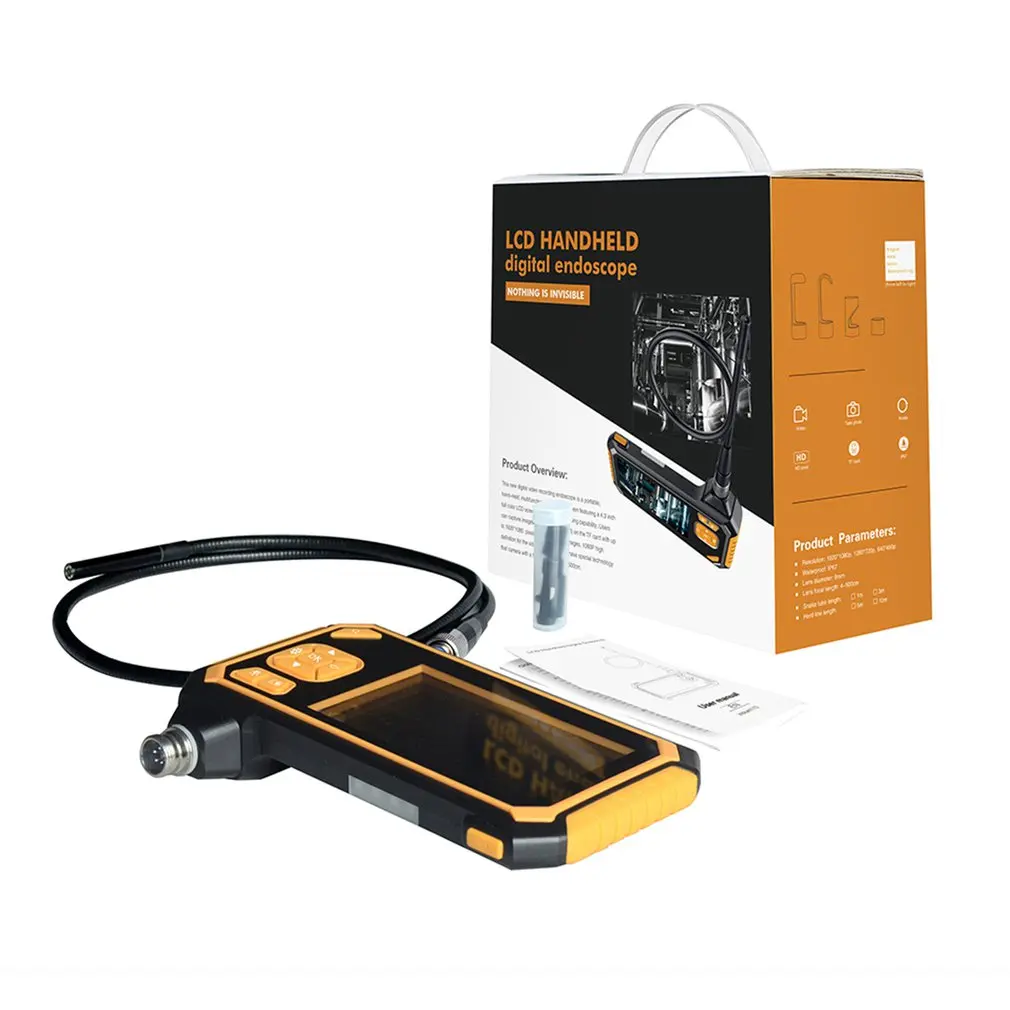 

Digital 1080P LCD 8mm Snake Scope Endoscope inskam112 Waterproof Probe Inspection HD Camera Handheld Boroscope 5m Rigid Cable