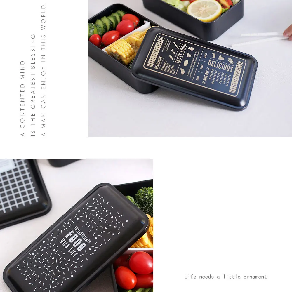 Двухслойный Ланч-бокс Bento, портативный ланчбокс для микроволновой печи, контейнер для еды для детей, для закусок, пикника, офиса, работников школы, столовая посуда