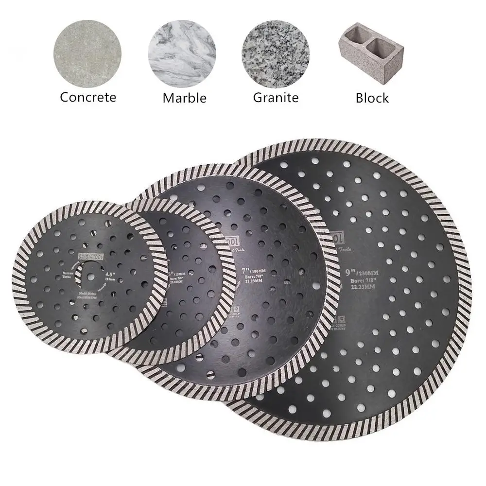 Dtdiatool 1pc Diamond Narrow Turbo Saw Blade Multi Holes Cutting Disc