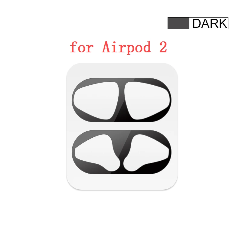 black2 Металлическая Пылезащитная наклейка для Airpods 1 2, защитная наклейка для Apple, гарнитура для Airpods, зарядная коробка, чехол, оболочка - Цвет: black2