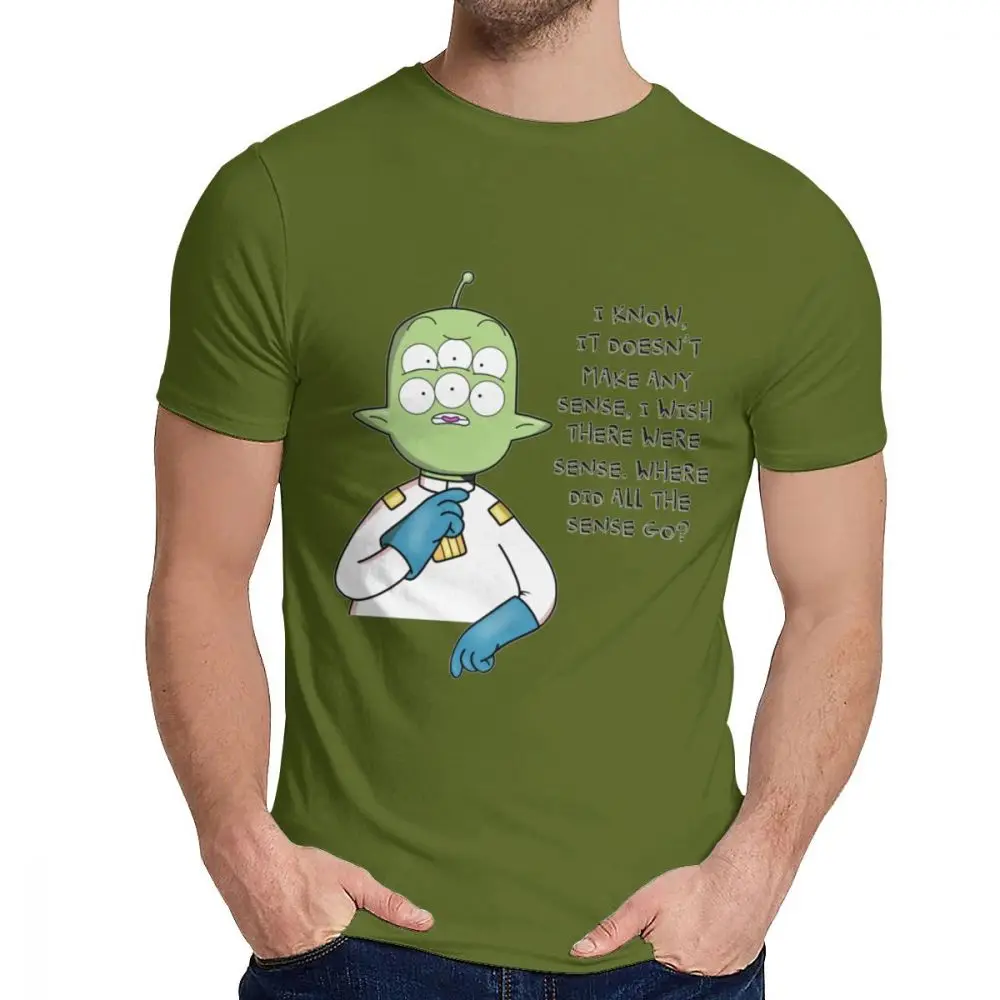 Мужская футболка Tribore Final Space Мягкая тонкая стильная Классическая футболка с круглым вырезом и рисунком - Цвет: Армейский зеленый