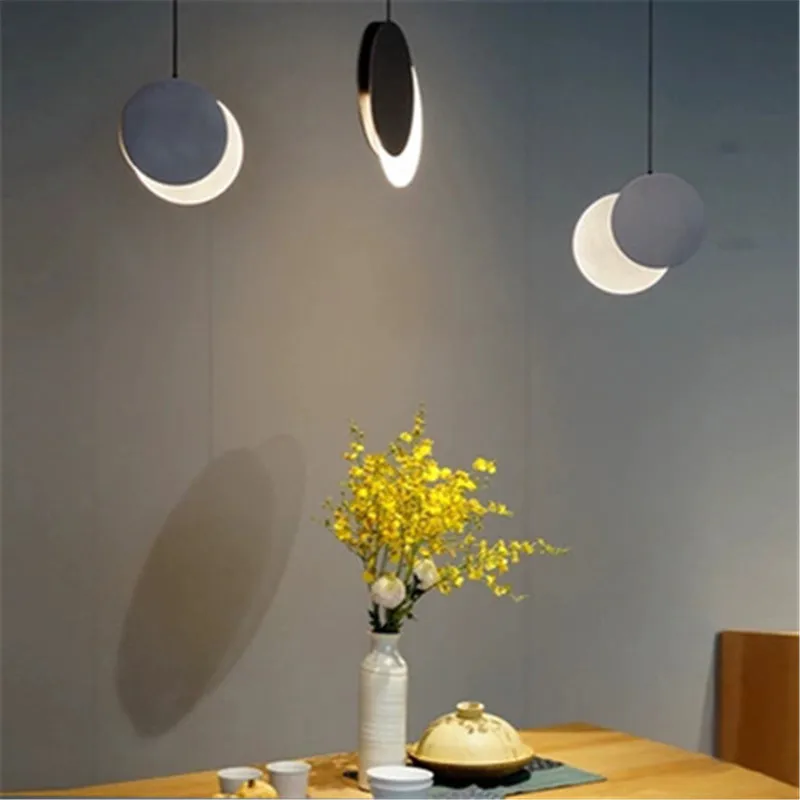 

Nordic Moon Eclipse Design Bedroom Bedside Led Chandelier Creative Art Circle Living Room Restaurant Study Kitchen Lights
