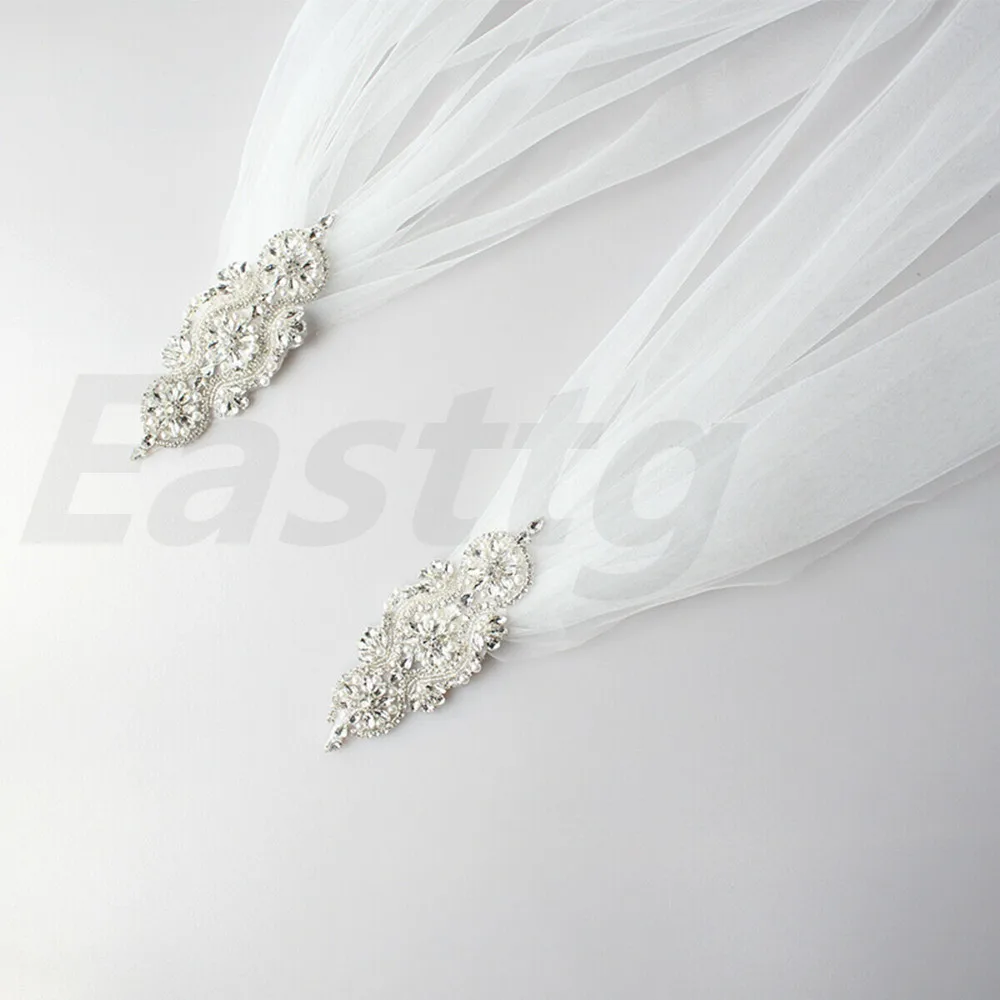 Bridal Veil 118"（300cm）width Diamond top Cape Bridal Shawl Cathedral Length Tulle Long Cape Cloak Shawl Wedding veil Accessories
