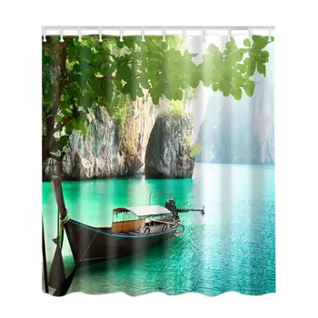 

Waterproof Shower Curtains Bathroom Creative Polyester Bath Curtain Bamboo Forest /Colorful Tree / Deer / Vessel / Stone