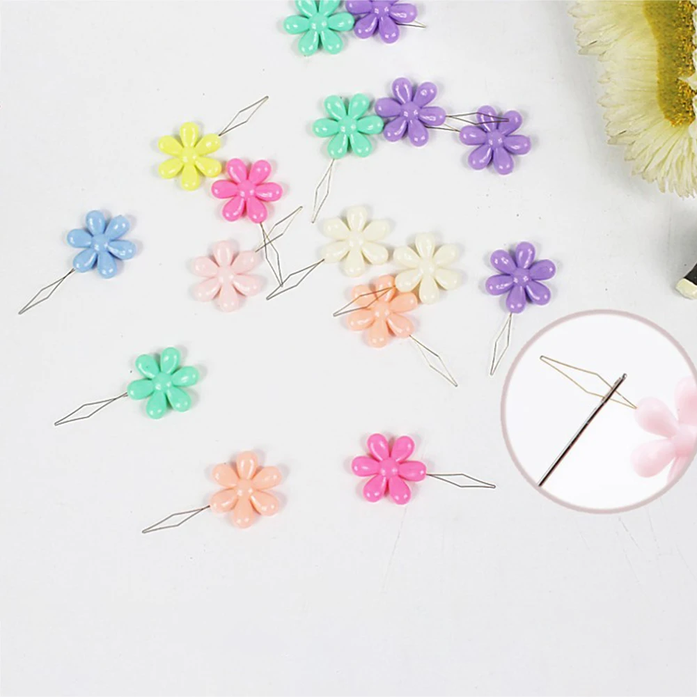 Insertion Tool For Hand Sewing Convenient ABS Metal Craft Needle Threader Durable Useful Bow Wire 20pcs Flower Shape Cute