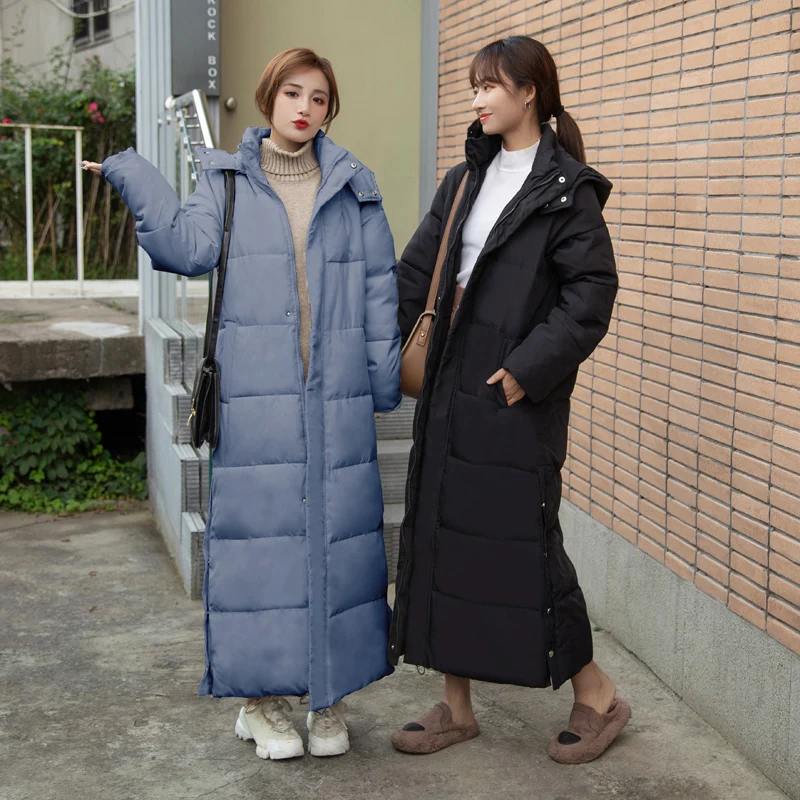 Женское зимнее пальто длинное теплое с капюшоном толстая зимняя куртка женская