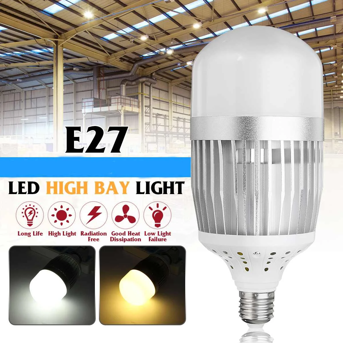 

200W LED Globe Bulb E27 Super Bright High Bay Light Workshop Lamp Factory Industry Lights Courtyard Lamps Workshop Lighting