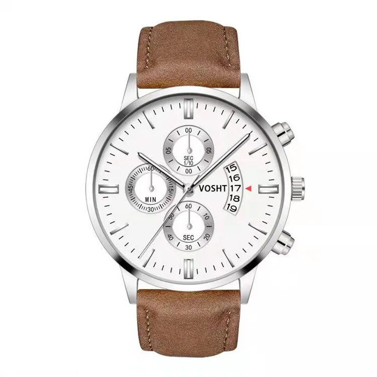 Мужские часы, Relogio Masculino, простой спортивный чехол из нержавеющей стали, кожаный ремешок, часы, кварцевые, деловые наручные часы, Reloj Hombre - Цвет: M