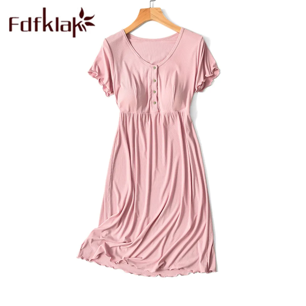 

Fdfklak Night Gown Summer Short Sleeve Modal Pragnent Dress Women Nursing Clothes Maternity Wear Loose Maturnity Dresses