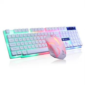 

Wired Mechanical Keyboard Led Glowing Computer Desktop Mouse Game Suite Usb 104 Keycaps Computer Game Keyboards