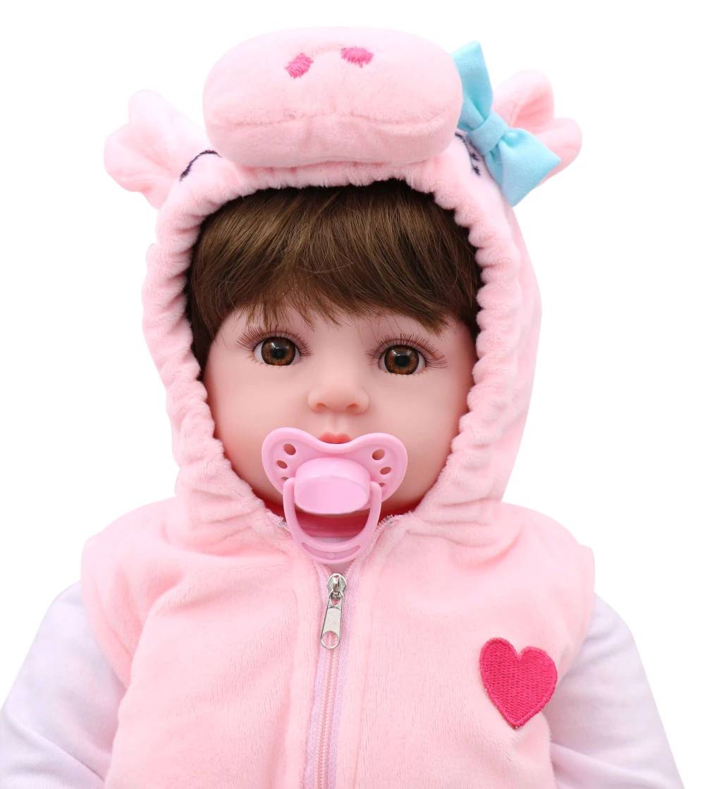 Decdeal Reborn Baby Doll реалистичные силиконовые виниловые детские куклы для мальчиков и девочек рождественские подарки игрушки 48 см с вьющимися волосами свинка жилет наряд