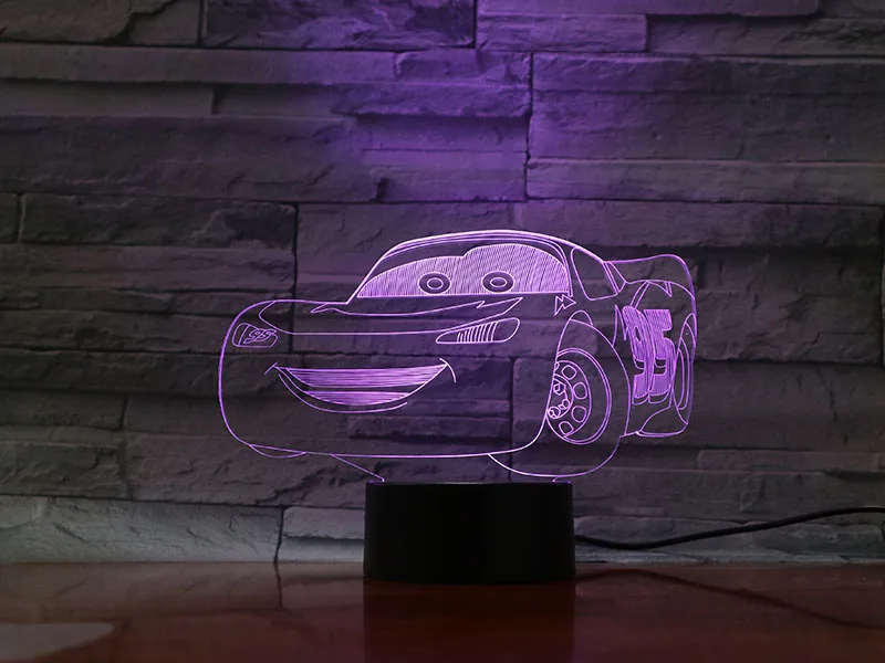 3D ночной Светильник автомобили светильник ning McQueen детский ночной Светильник Цвет изменен акриловая настольная лампа подарки для детей рождественские игрушки челнока