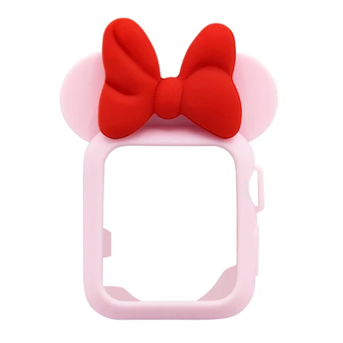 pink red Чехол для apple watch band apple watch 4, 3, 5, 44 мм, 40 мм, iWatch band 42 мм, 38 мм, уши мыши, милый мультяшный защитный чехол - Цвет ремешка: pink red