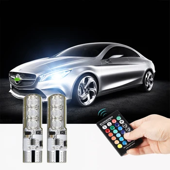 

2x W5W RGB LED Car Clearance Lights 5050 SMD T10 168 Bulb Remote Control Car Reading Lamp For jazz lancer tiida clio patriot kia