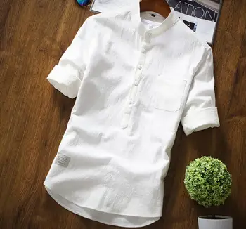 

Summer 2020 shirt men's seven-quarter sleeve shirt cotton and linen breathable half-sleeved shirt men's clothing KH6322-1-16