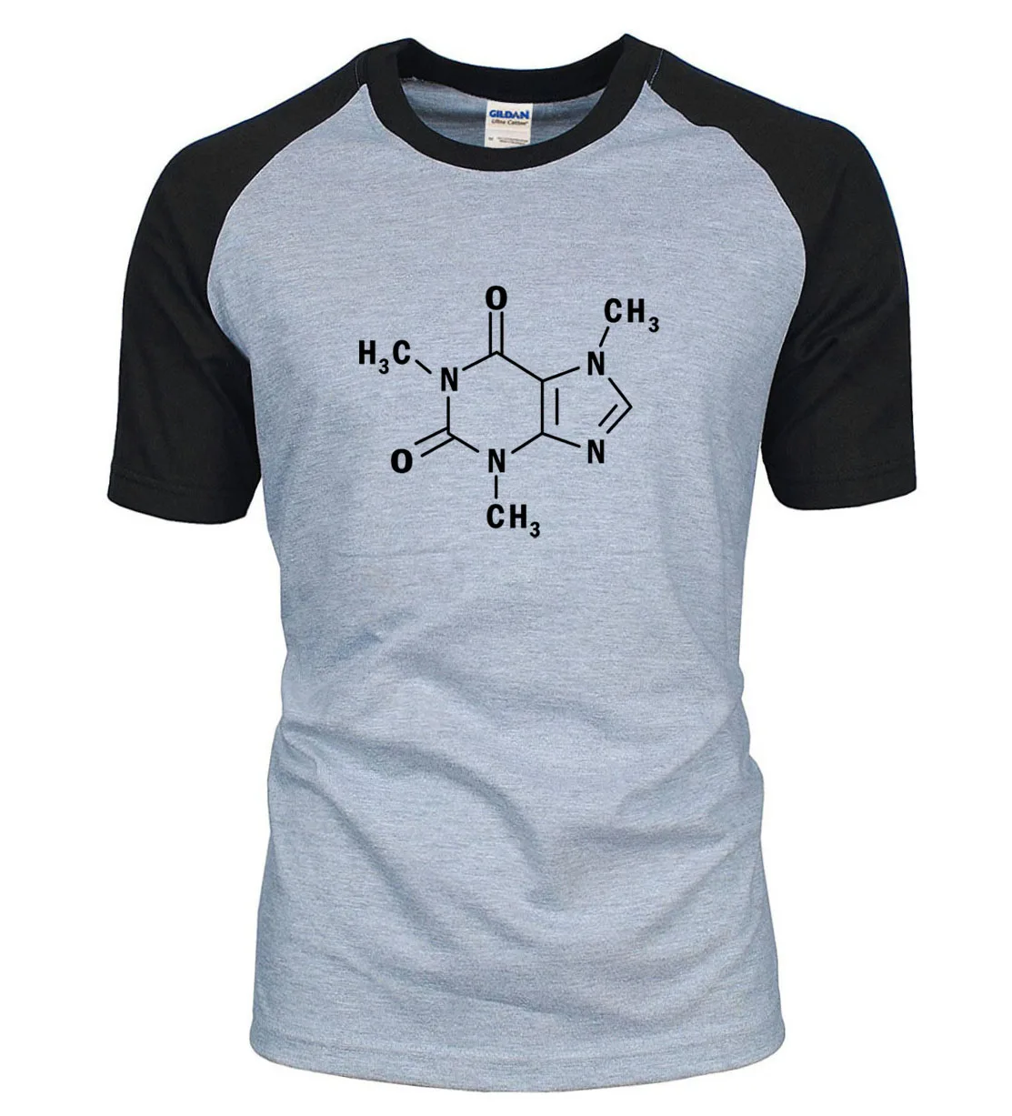 

Adult Sheldon The Big Bang Theory Caffeine Molecular Formula science t shirt 2020 summer cotton chemistry raglan men t-shirt