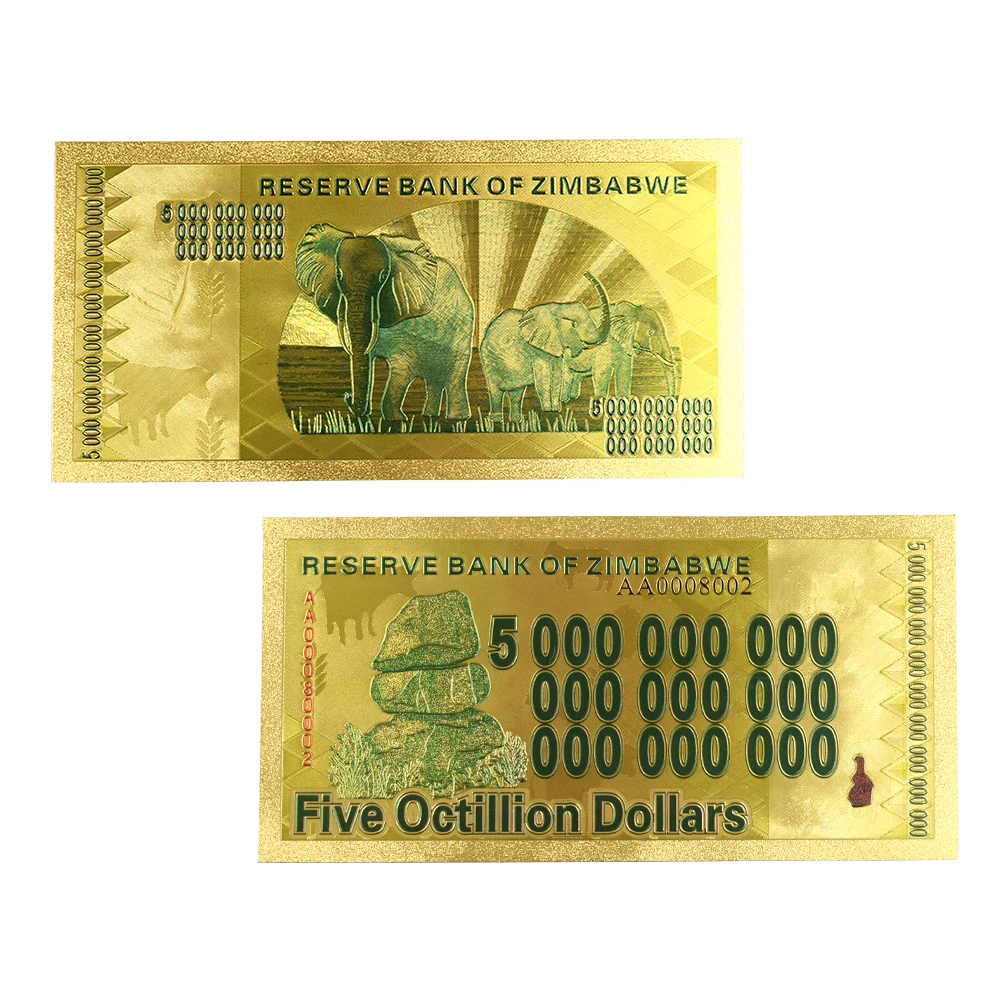 5 восьмиугольников 24k позолоченная Коллекционная Золотая банкнота 999,9 Золотая фольга художественные ремесла стоит коллекции 10 шт
