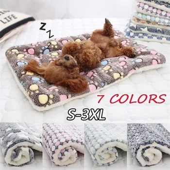 

Thickened Pet Soft Fleece Pad Blanket Bed Mat For Puppy Dog Cat Sofa Cushion Home Washable Rug Keep Warm dog house bed kennel