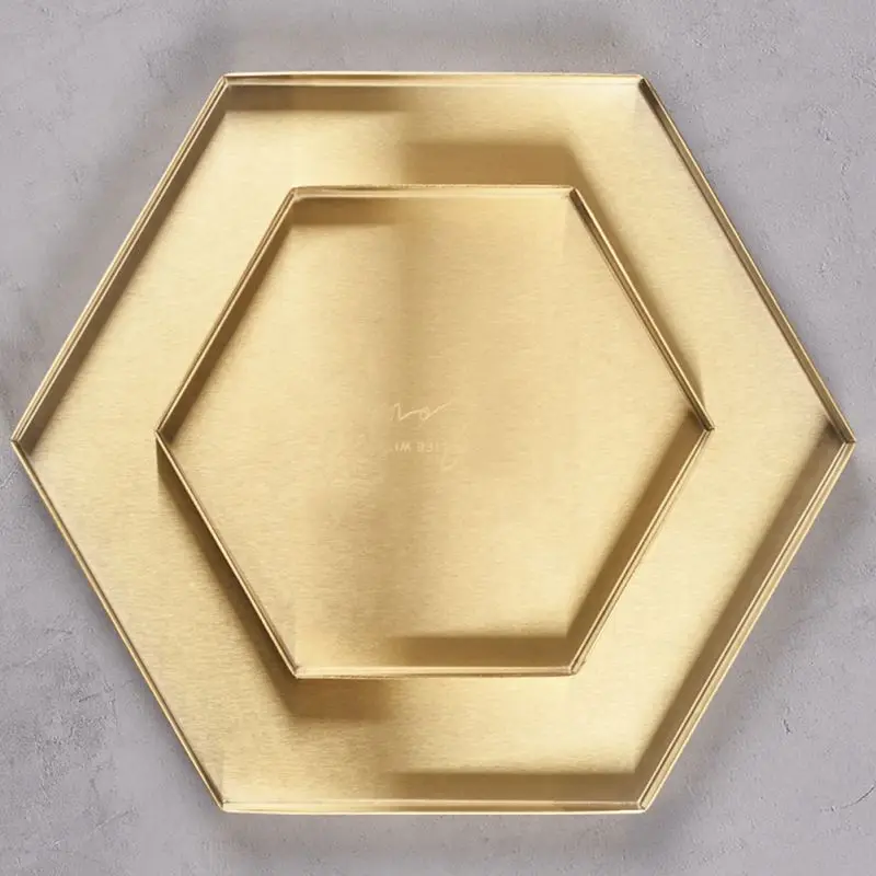 Golden Metal Plate Stainless Steel Tray Scandinavian Round Storage Tray Simple Snack Cake Display Photography Props