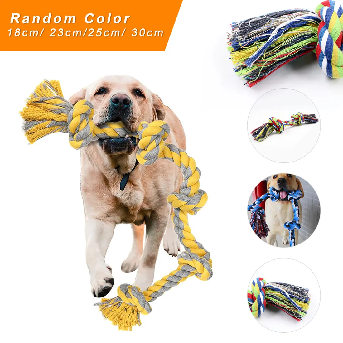 Cuerda para morder de algodón para perros, cuerda de hueso trenzado duradero, herramienta divertida de Color aleatorio, 1 Uds.