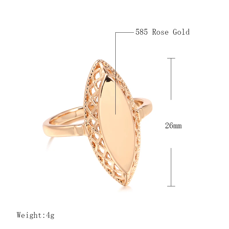 Wedding Rings Kinel Rings for Women 585 Rose Gold Simple Weaving Rhombus Rings Ethnic Bride Wedding Jewelry