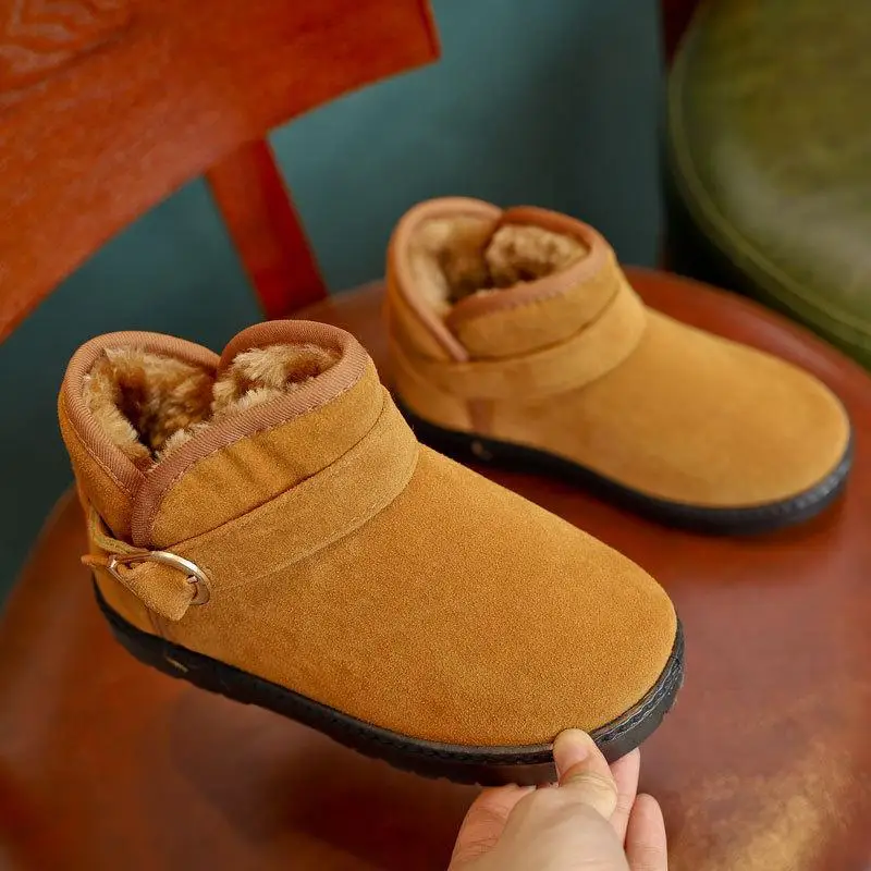 Детские зимние ботинки для мальчиков и девочек 2019 г. Новая зимняя однотонная