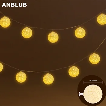 

USB Powered 5V LED Plastic Crack Ball String Lights 3M/20LEDs 6M/40LEDs Warm White For Indoor Wedding Home Christmas Decoration