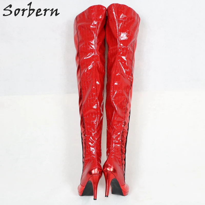 Sorbern Custom Rode Kinky Laarzen Over De Knie Laarzen Volgens Pictures  Lace Up Dij Hoge Platform Schoenmaat Us5-15 - AliExpress Schoenen