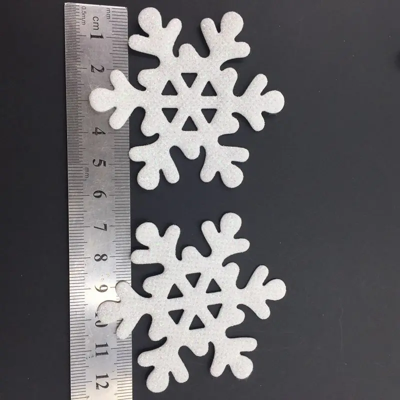 20pcs Big 65mm Glitter White Snowflakes Appliques Pre-cut Felt