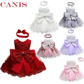 

Pudcoco US Stock 0-24M Baby Girls Bridesmaid Dress Baby Lace Kids Party Bow Wedding Cute Baby Girl Dresses Princess