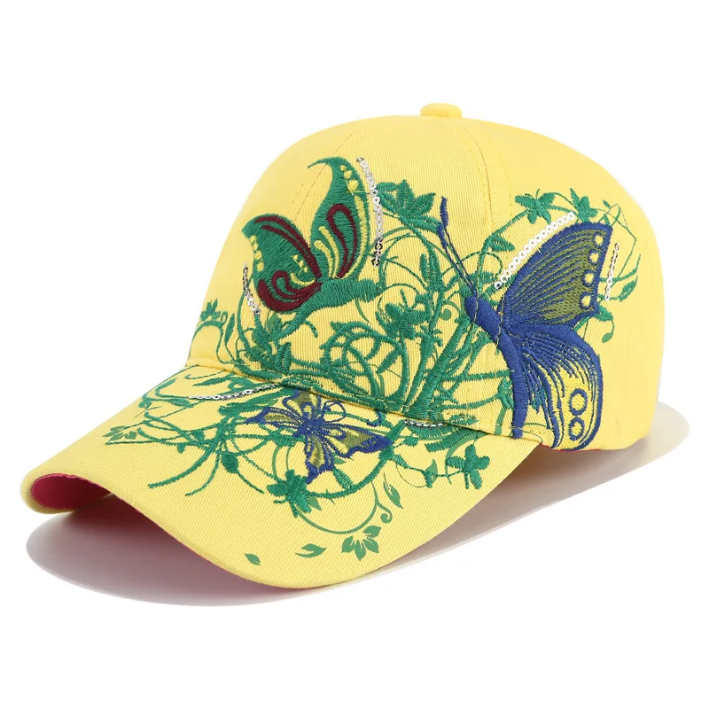 Корейская вышитая бейсбольная кепка с блестками, вышитая бабочкой, Уточки, языка, губ, шапка, женская шляпа от солнца - Цвет: 7