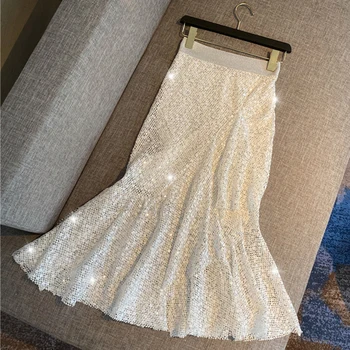 

HIGH STREET 2020 new fashion show designer women's skirt mermaid sequin fishtail Trumpet / Mermaid skirt