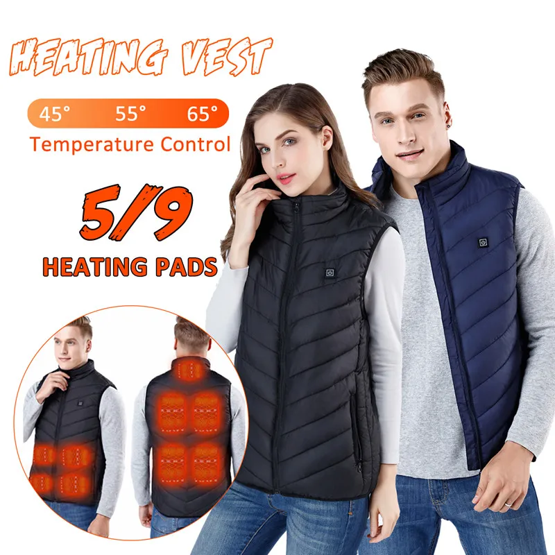 

2019 Outdoor Camping Hiking Fishing Heated Vests Warm Winter Men Clothes Electric Tactical USB Heater Thermal Jacket