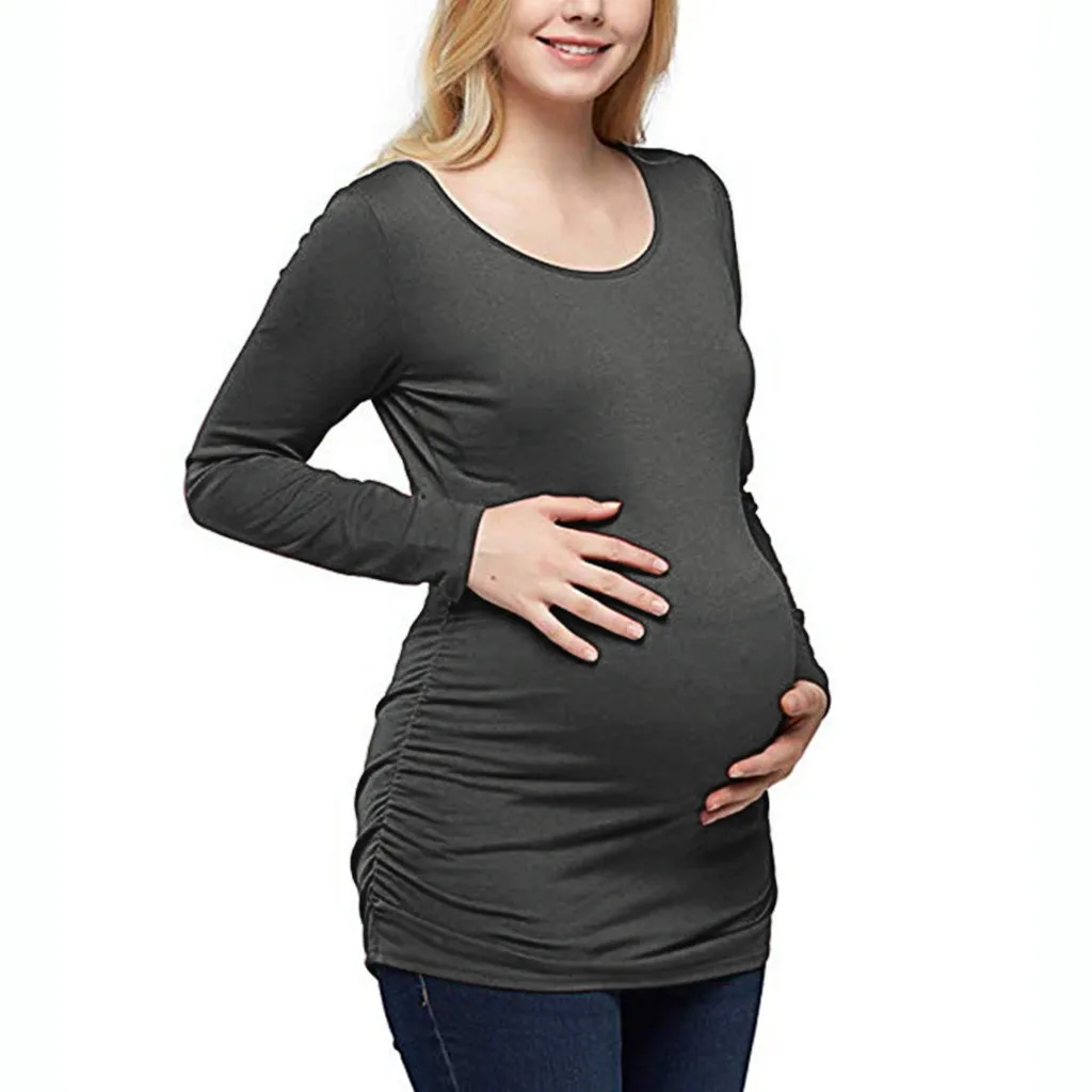 Women Motherho Maternity Tops Flattering Side Ruching Pregnancy Blouse blusas mujer embarazada winter ropa mujer embarazada