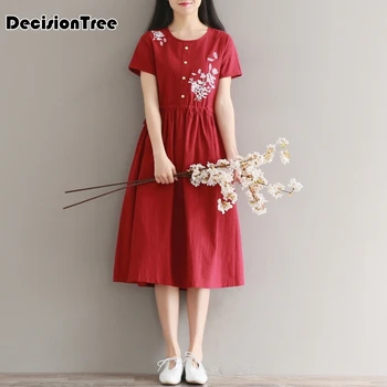

2020 womens vintage cheongsam modified chinese plaid qipao dress ladies retro qi pao modern clothing cotton and linen robe