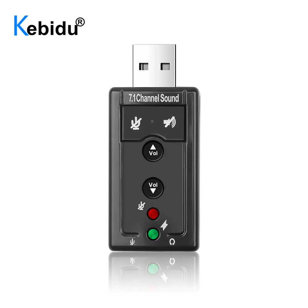 Звуковая карта KEBIDU USB 7 1 2 0 каналов микрофон аудиогарнитура с микрофоном