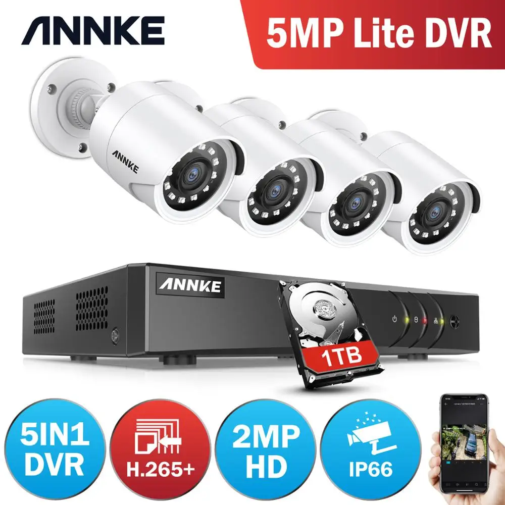 ANNKE новая 1080P H.264 + 8CH CCTV камера DVR система 4 шт IP66 Водонепроницаемая 2.0MP пуля s