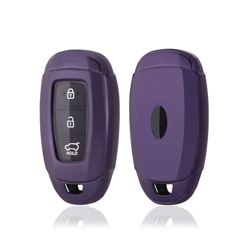 Purple Black Чехол из ТПУ с полной защиты оболочки крышки ключ чехол для hyundai i30 Ix35 KONA Энсино Solaris Azera Величие Ig акцент Santa Fe частокол ограда палисадник сетка - Название цвета: Purple Black